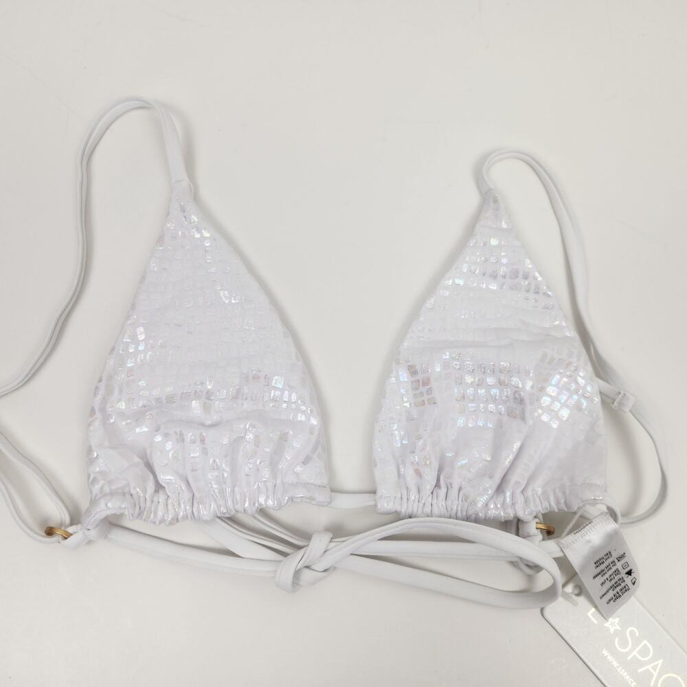 L*Space Brittany Triangle Bikini Top in Opal White Size Medium NWT